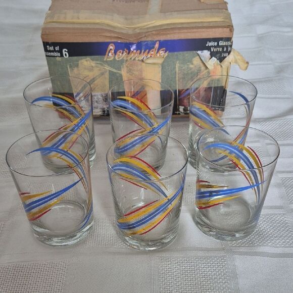 Bermuda Other - Vintage Multicolor Set Of 6 Juice Glass Set